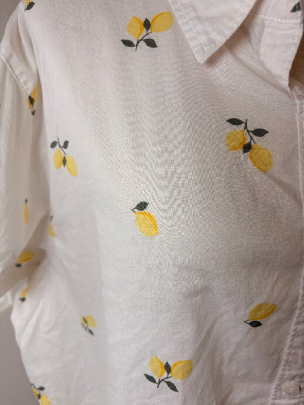 St. John's Bay White Lemon Citrus Print Cotton Button Down Shirt Size XXL - Picture 3 of 6